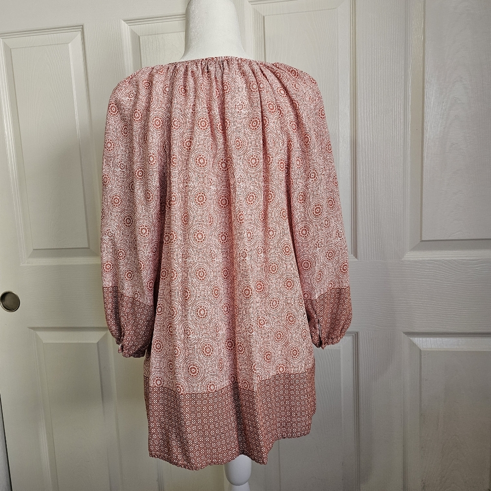 2x Women's Red Patterned Buttoned Down Top - Picture 4 of 6